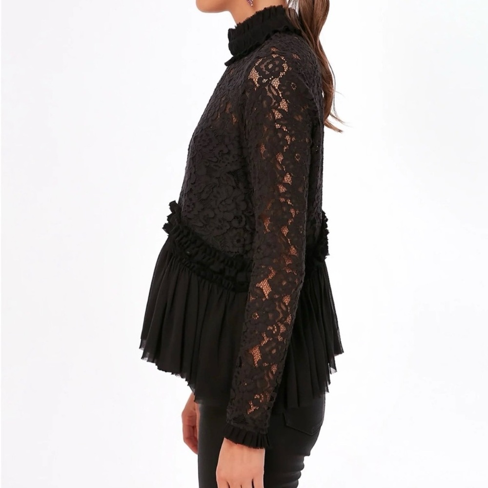 Tuckernuck Black Lace Peplum Blouse - Picture 3 of 10
